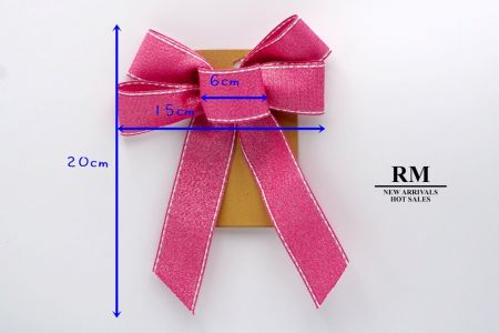 Блестящий ярко-розовый - седельный стежок грогреновый 5 петель ленточный бант_BW637-DK1680-8
